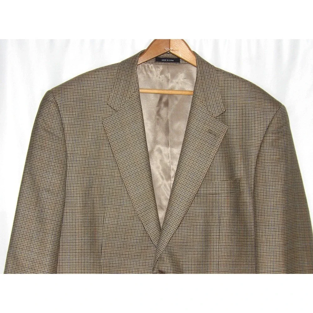 LAUREN Ralph Lauren 2‎ Button Wool/Silk Houndstooth Plaid Blazer Men's 44R
